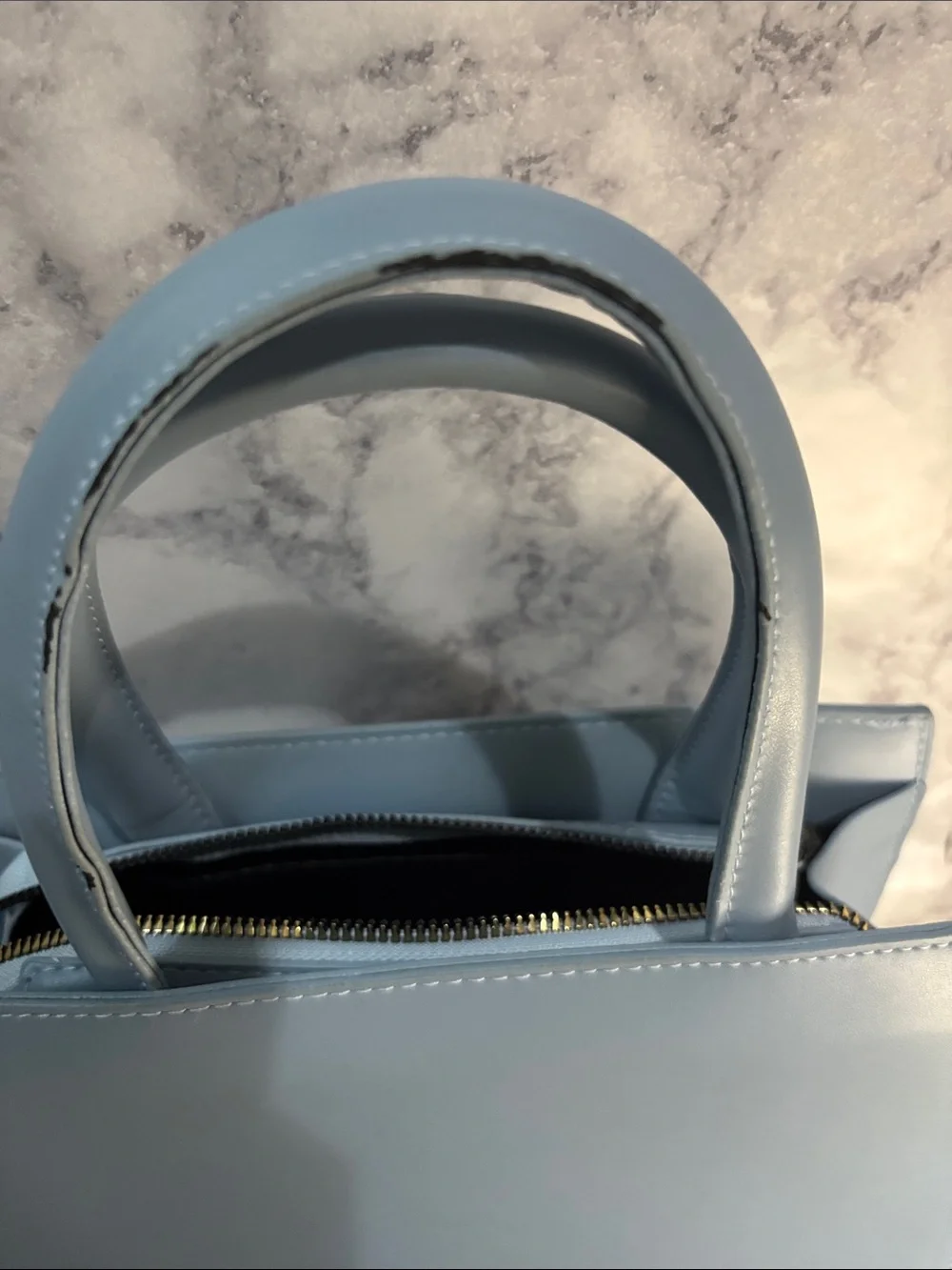 Structured Top-Handle Tote in Light Blue